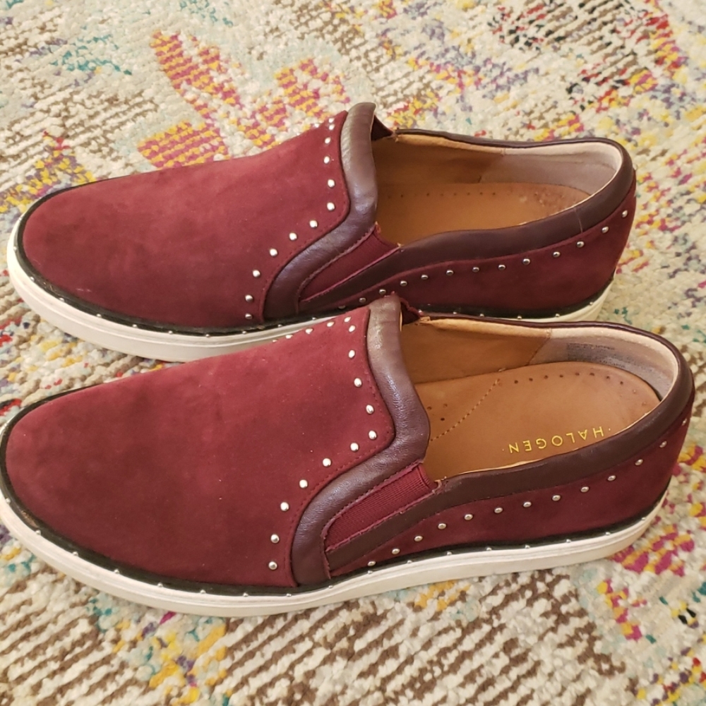 Suede slip on berry sneakers